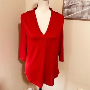 NWT Naggoo Red V-neck Knit Top